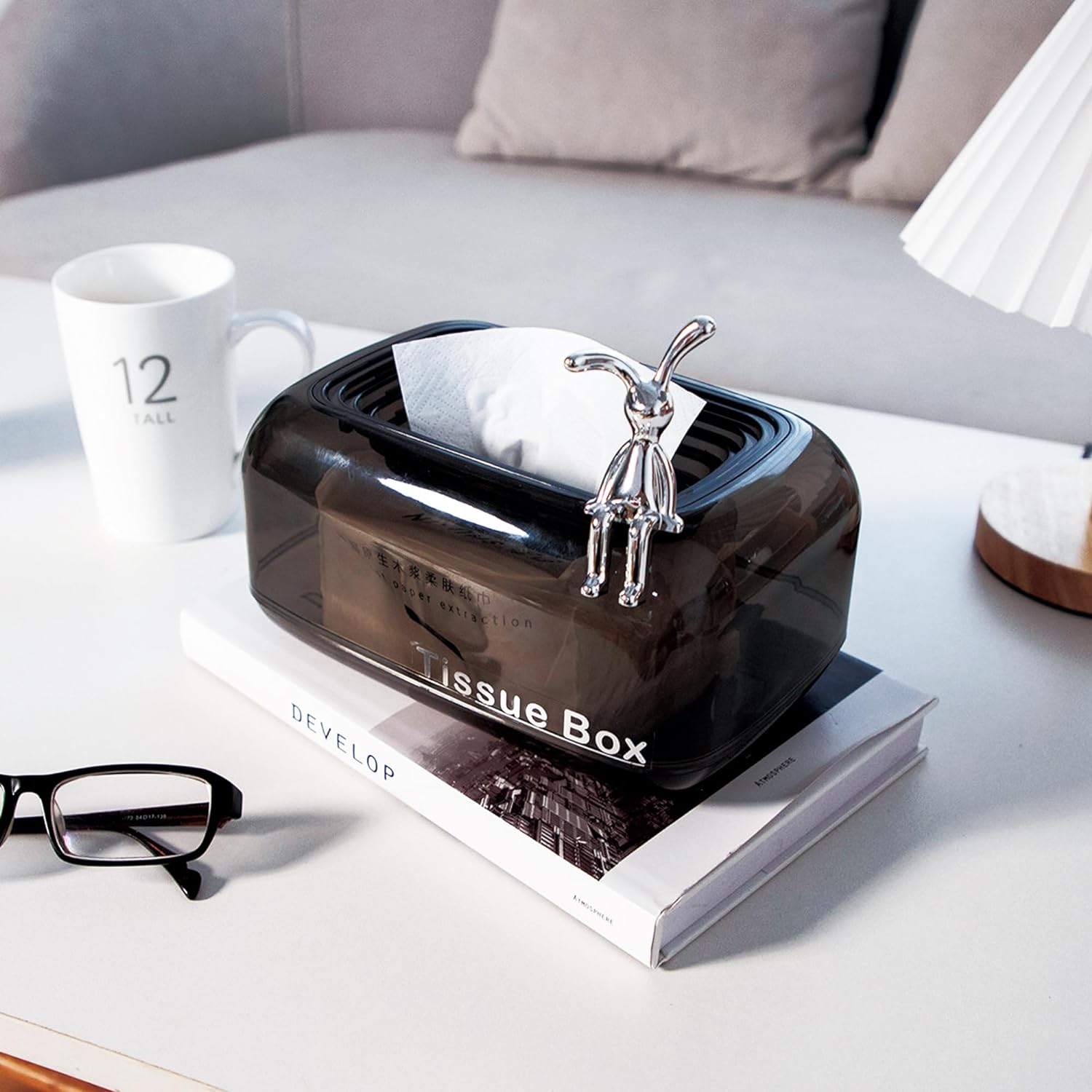 Bunny Sit Tissue Box, Transparent Luxury Tissue Case, Rectangular Self Scarf Box, Sink Off Tissue Paper Organizer Bunny Sit Tissue Box, Transparent Luxury Tissue Case, Rectangular Self Scarf Box, Sink Off Tissue Paper Organizer